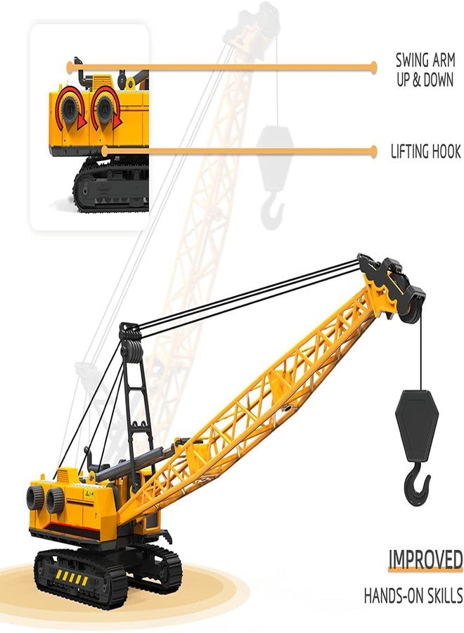 PROBABE 1:50 Unbreakable Friction Power Crane Toy with Light & Sounds, Cable 360 Degree Rotating Towing Pull Back Vehicles Construction Truck Toy for 3+ Year Kids Boys Girls - Image 4